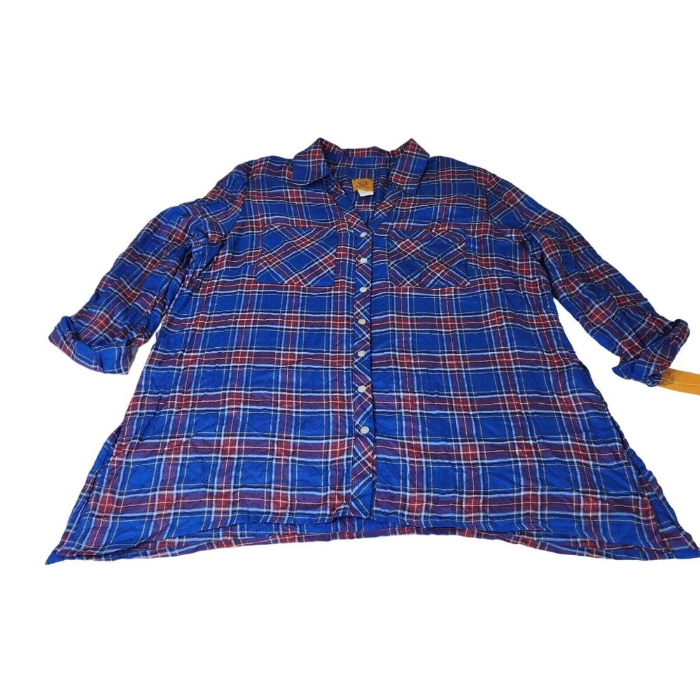 Ruby Rd Lapis Multi Long Relaxed A Line Soft Button Up Top Shirt Size XL (11) - Picture 5 of 11